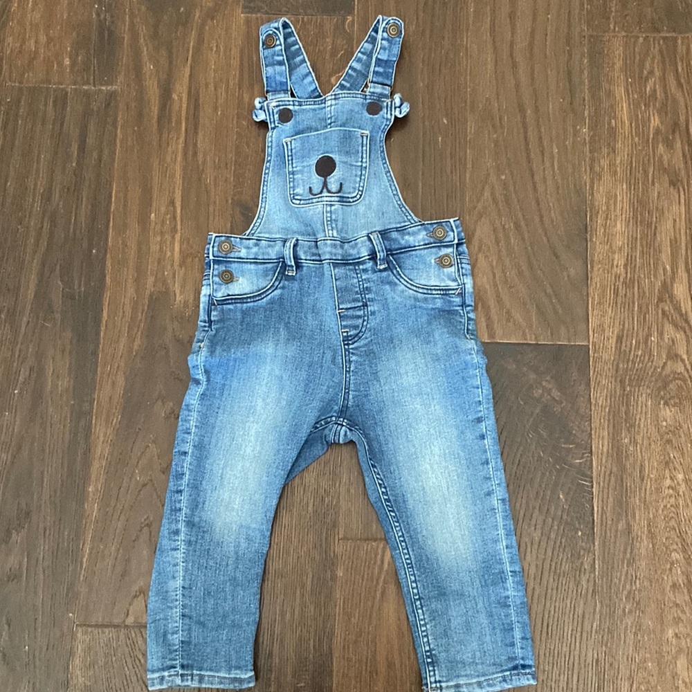 H&M Baby denim overalls with animal face. 12-18m